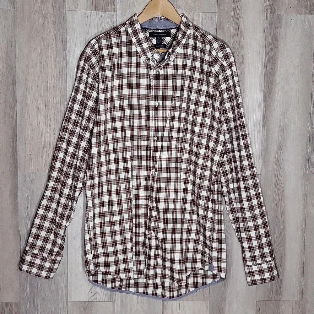 Tommy Hilfiger Mens‎ XL New York Fit Button Down Shirt Plaid Preppy Modern